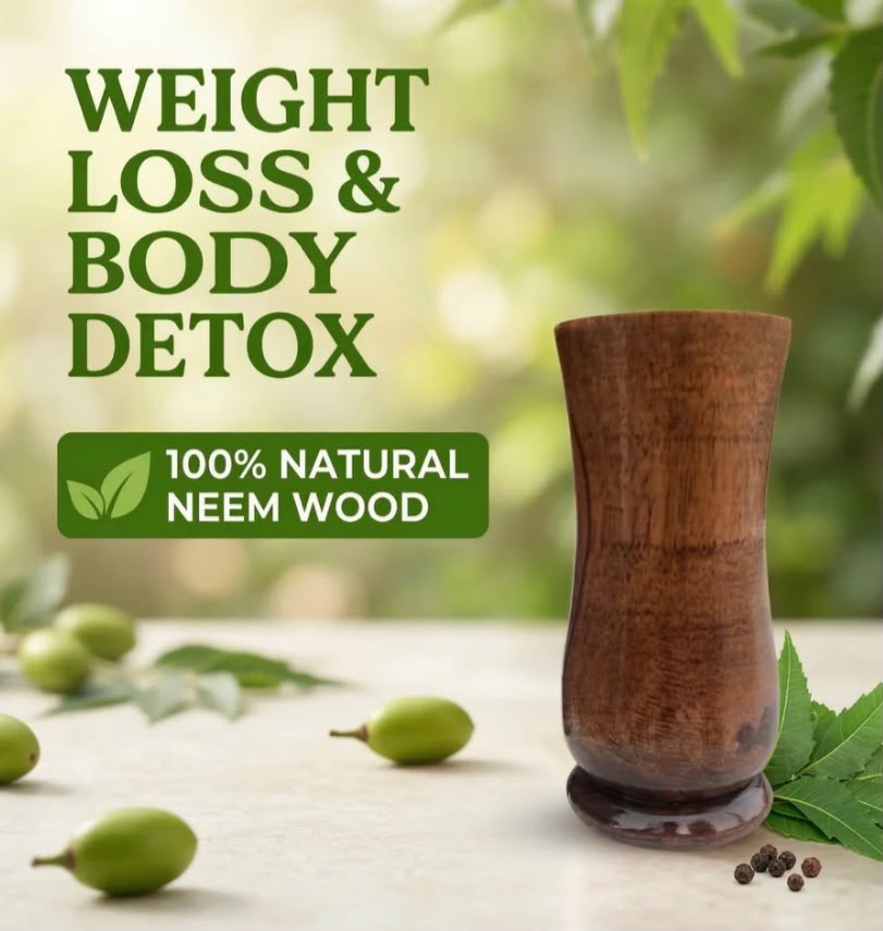 Waight Loss and Body Detox Natural Neem Wooden Glass